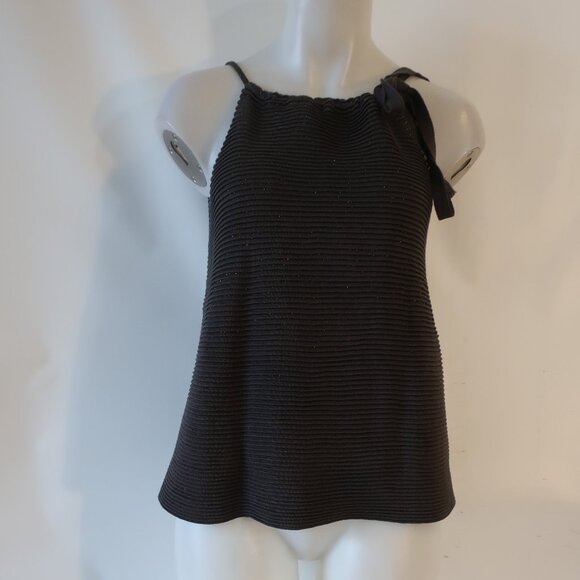 Womens Farella Capri Gray Ribbed Lurex Tank Top M - Picture 1 of 9